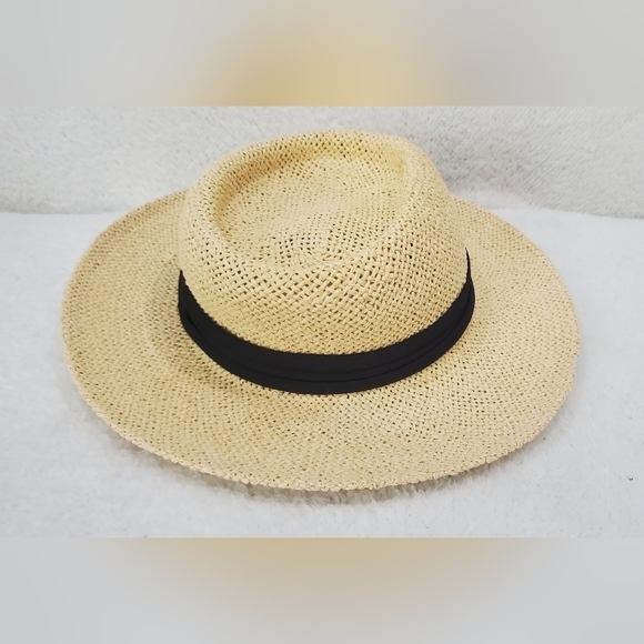 Epoch 100% Paper Wide Brim Sun Hat w/Black Ribbonsz One Size - Picture 1 of 10